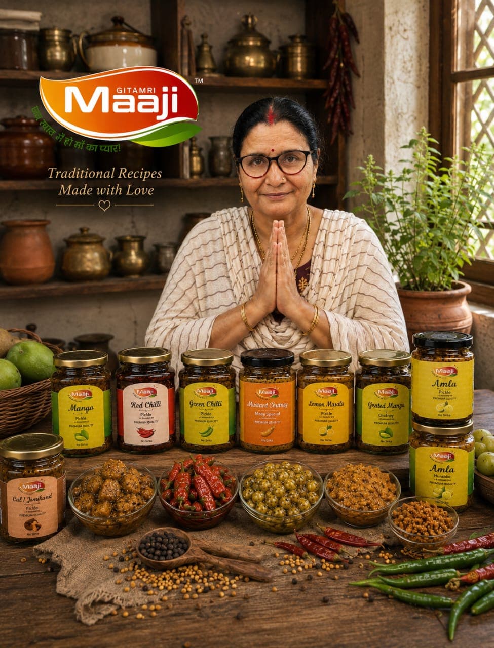 Gitamri Maaji with pickle jars